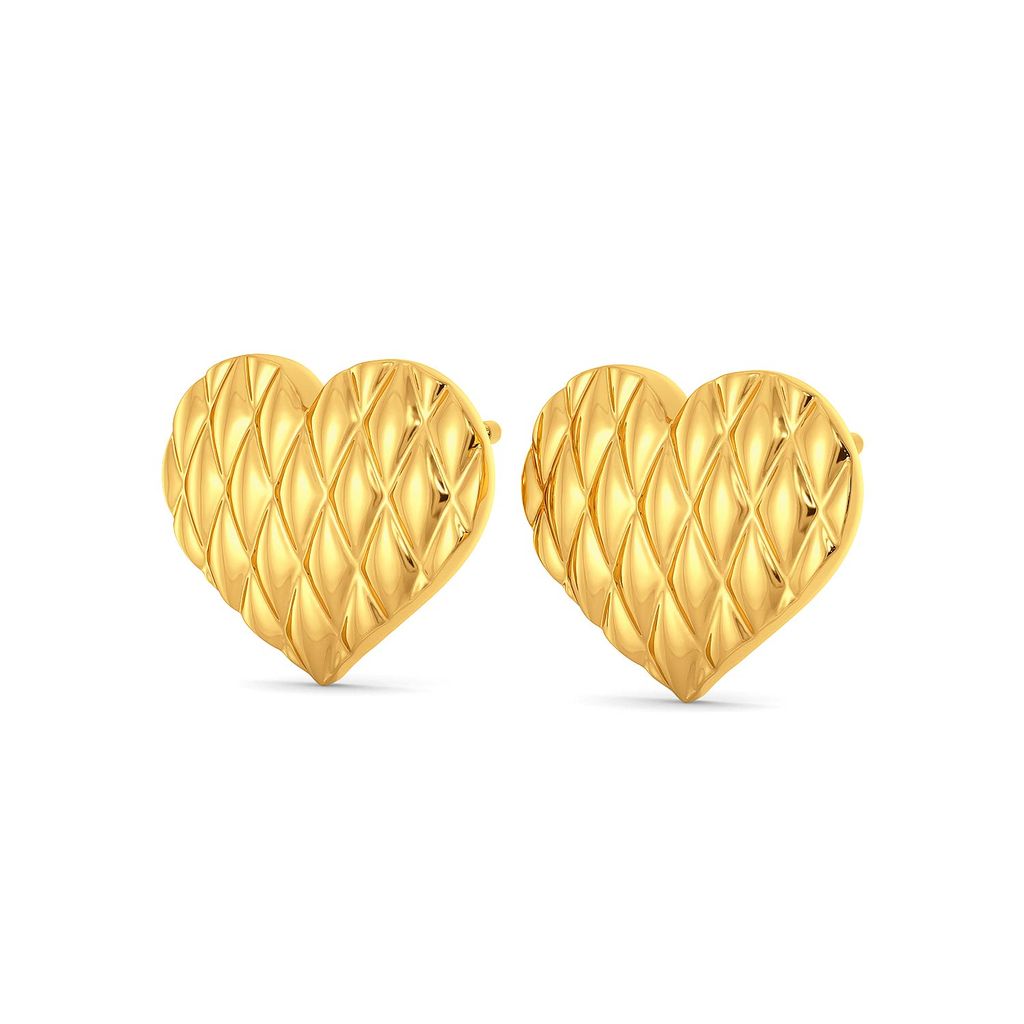 Heart Stripe Gold Earrings