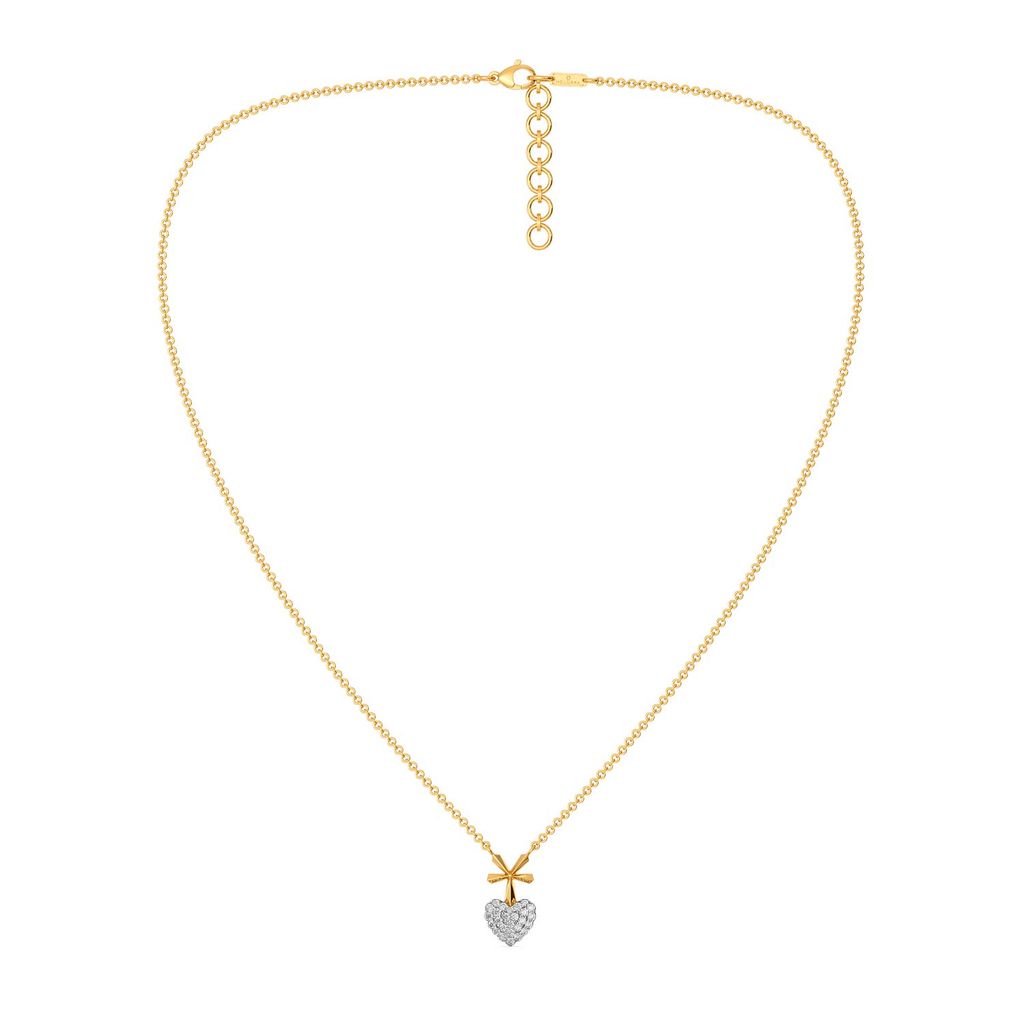 Hearts on Pleats Diamond Necklaces