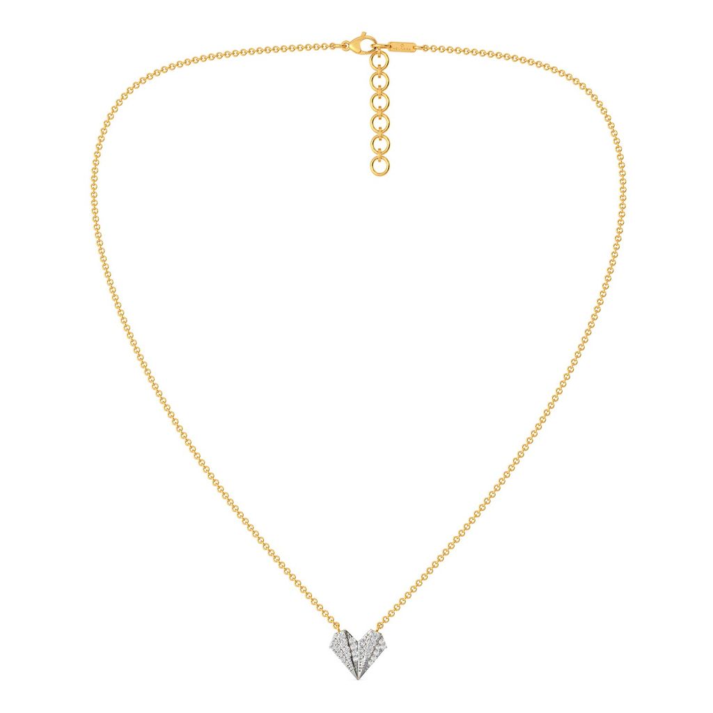 Pleated Hearts Diamond Necklaces