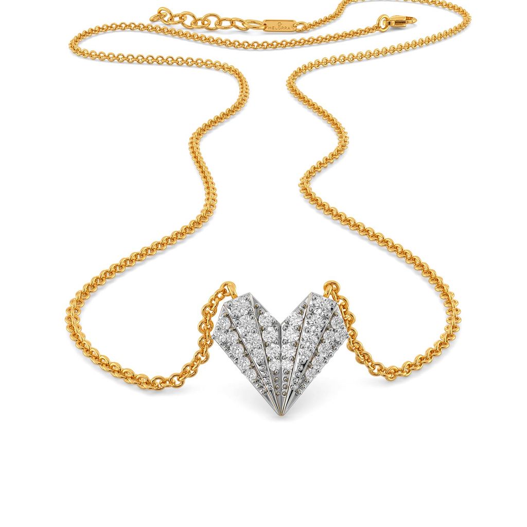 Pleated Hearts Diamond Necklaces