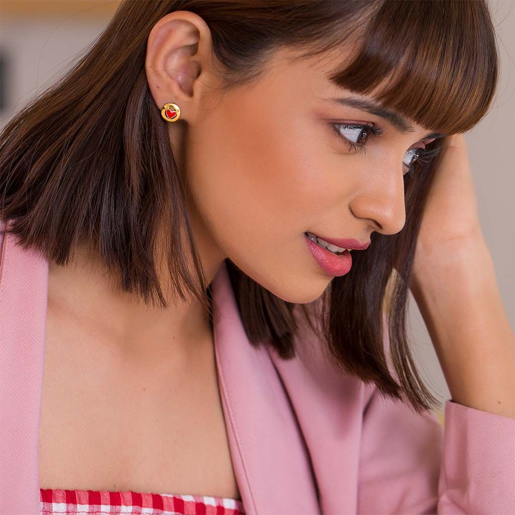Circle of Hearts Gold Earrings