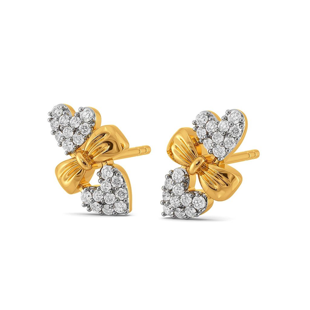 Hearts on Bow Diamond Earrings