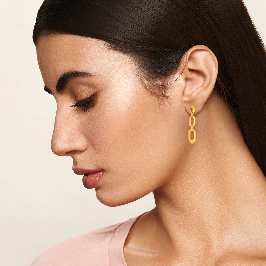 Chains In Hexa Gold Earrings