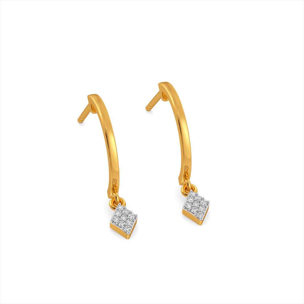 Rhomb Sparkle  Diamond Earrings