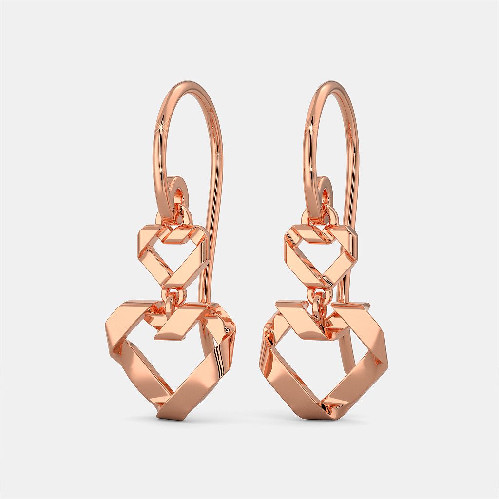 Origami Heart Gold Earrings