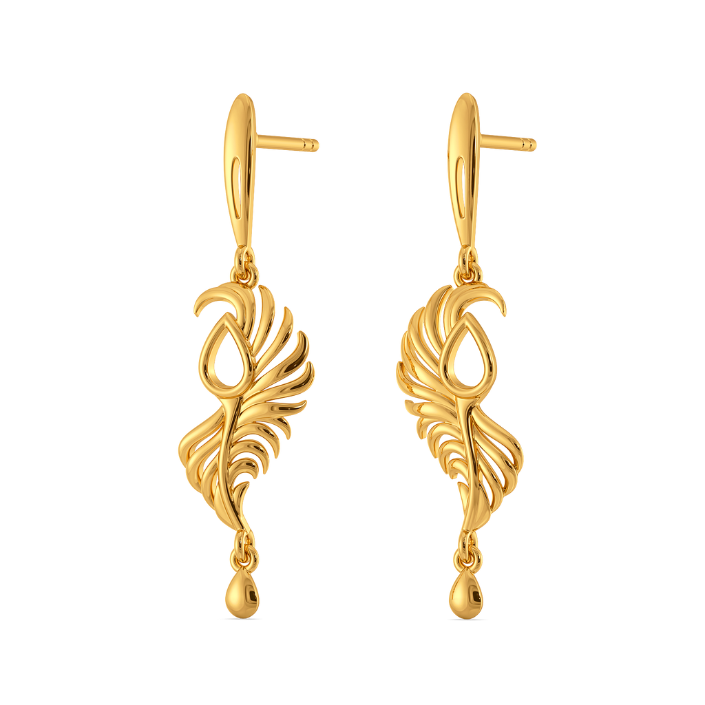 Plume Drop Gold Earrings