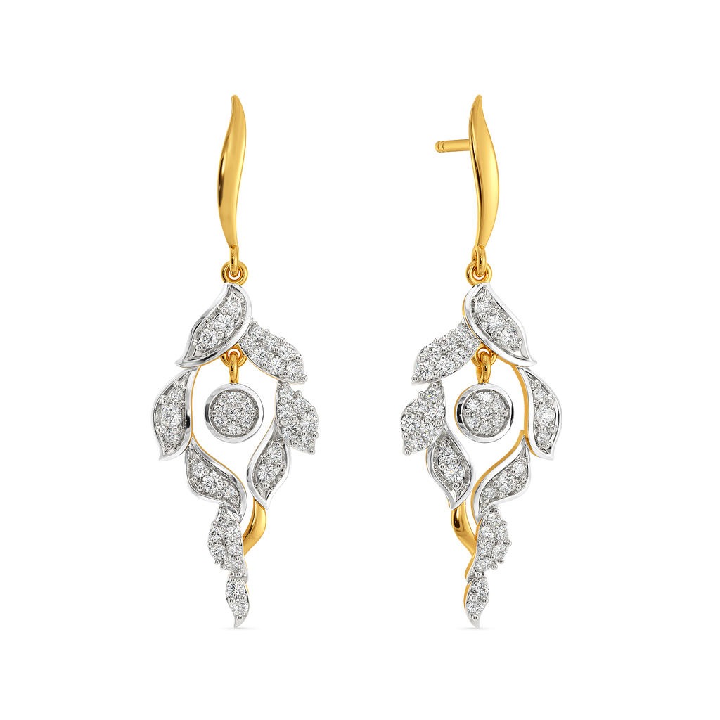 Golden Quill Diamond Earrings