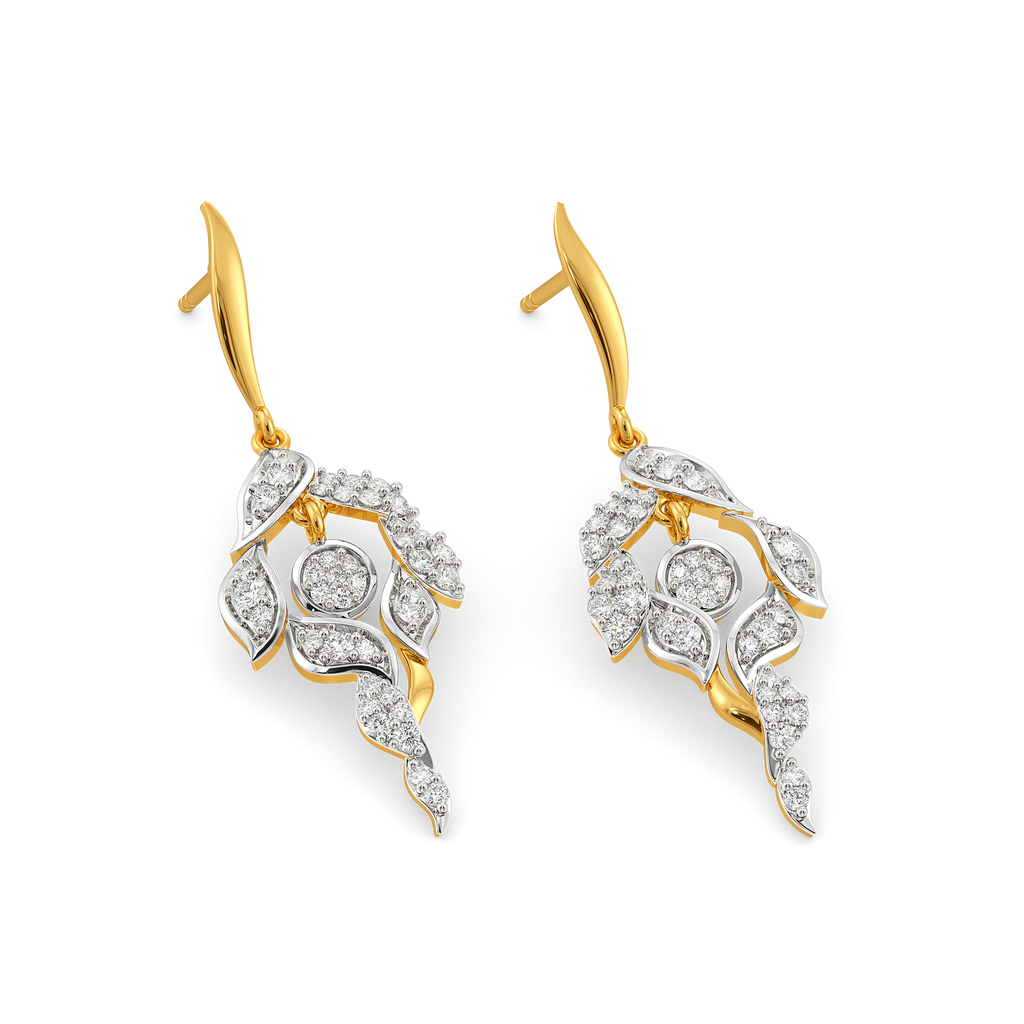 Golden Quill Diamond Earrings