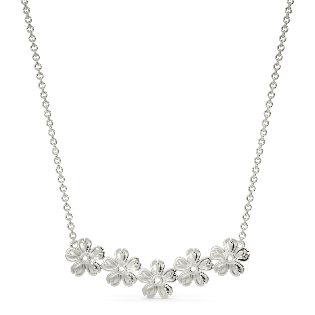 Frosted Florals Silver Necklaces