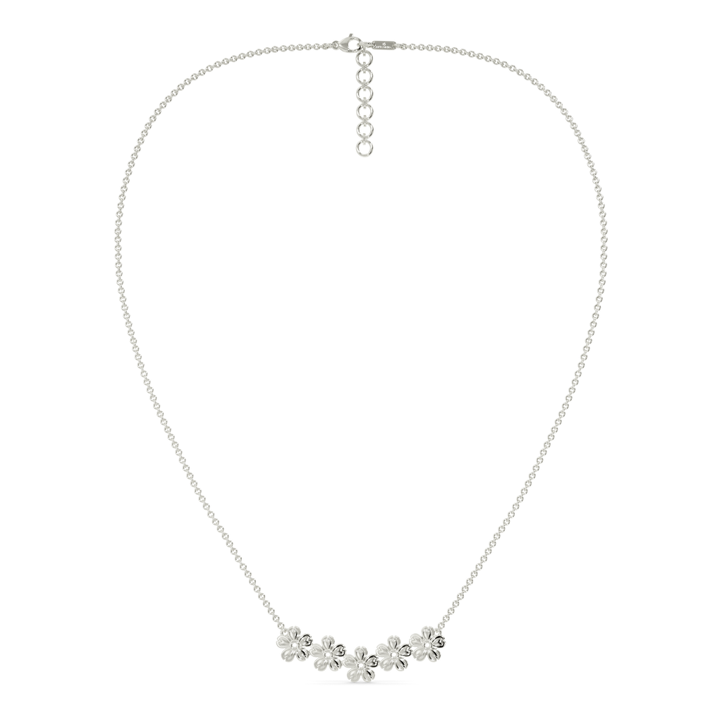 Frosted Florals Silver Necklaces