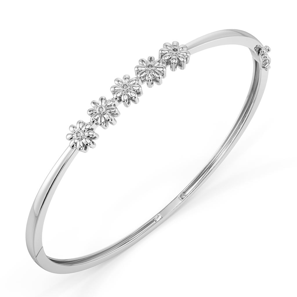 Whispers of Florets Silver Bangles