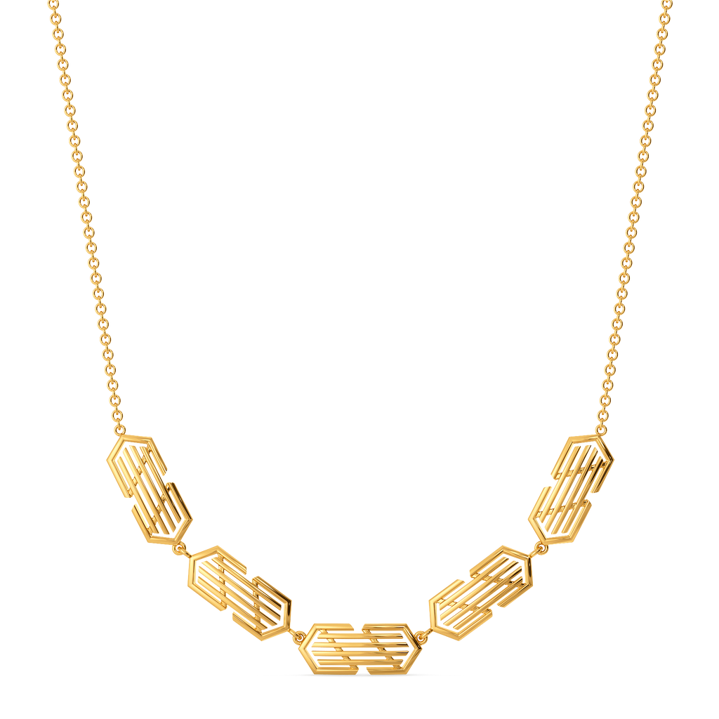 Medley of Stripes Gold Necklaces
