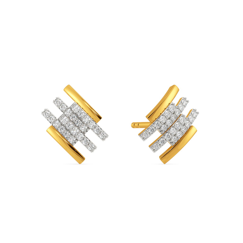 Stripes Coordinated Diamond Earrings