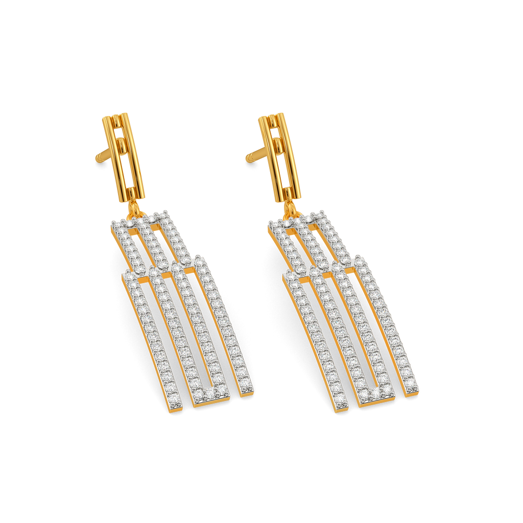 Deconstructed Stripes Diamond Earrings