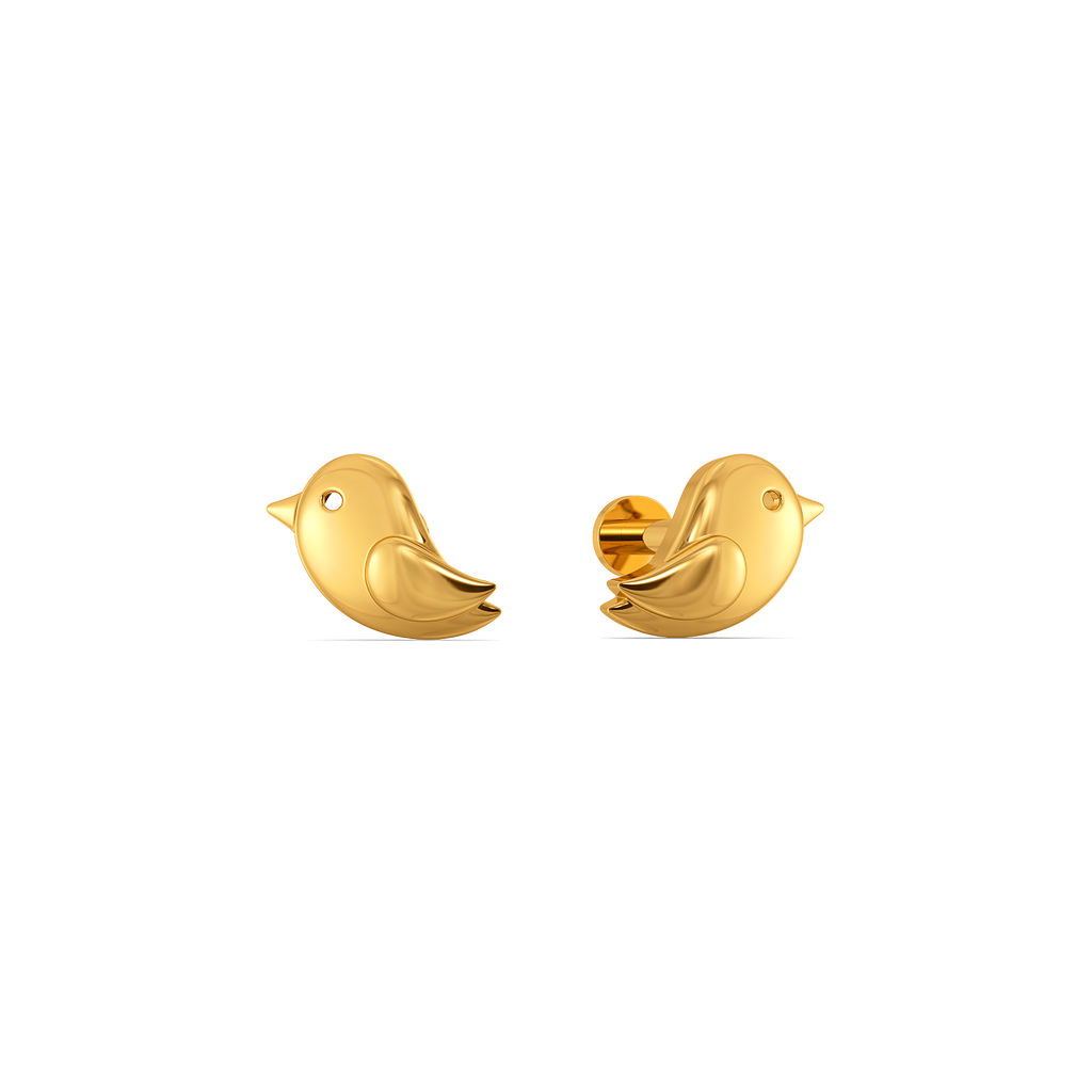 Tiny Bird Gold Earrings