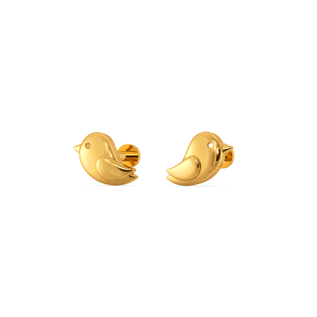 Tiny Bird Gold Earrings