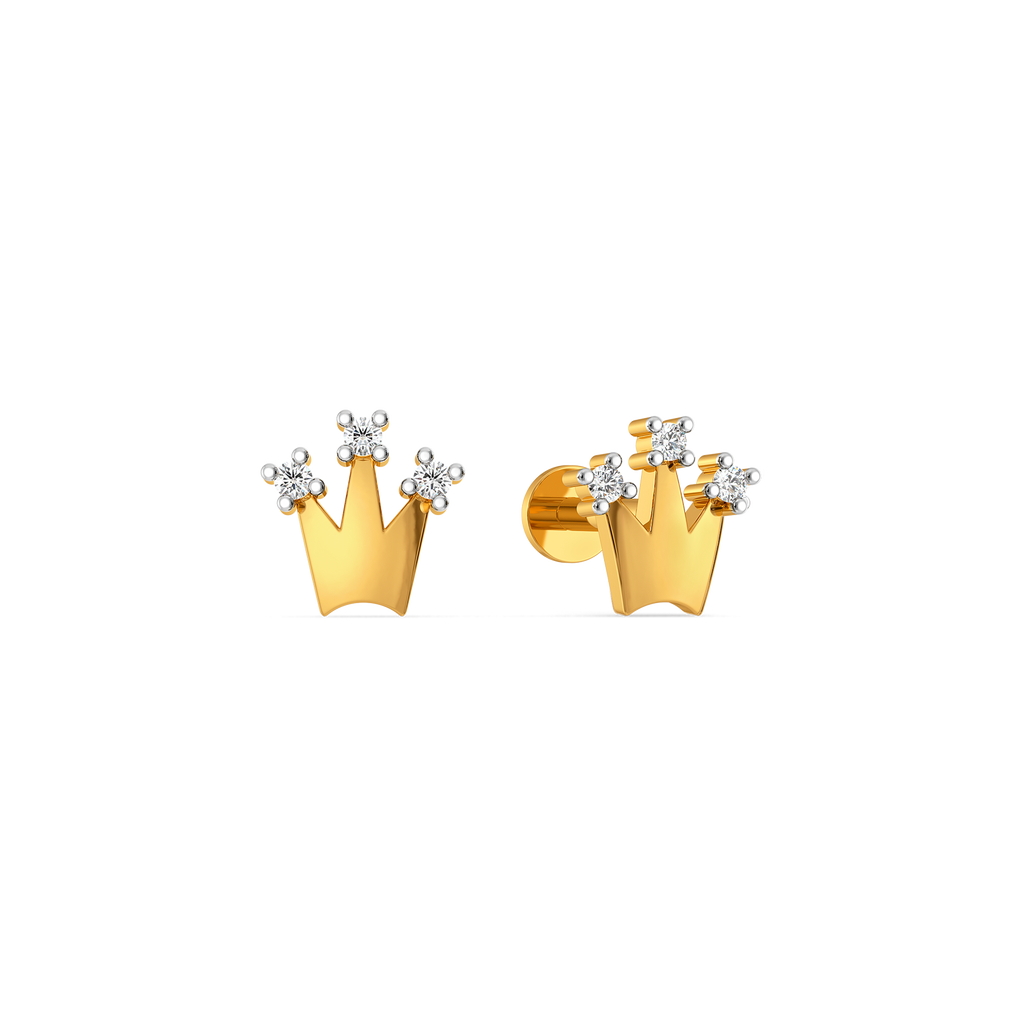 Princess Crown Diamond Earrings