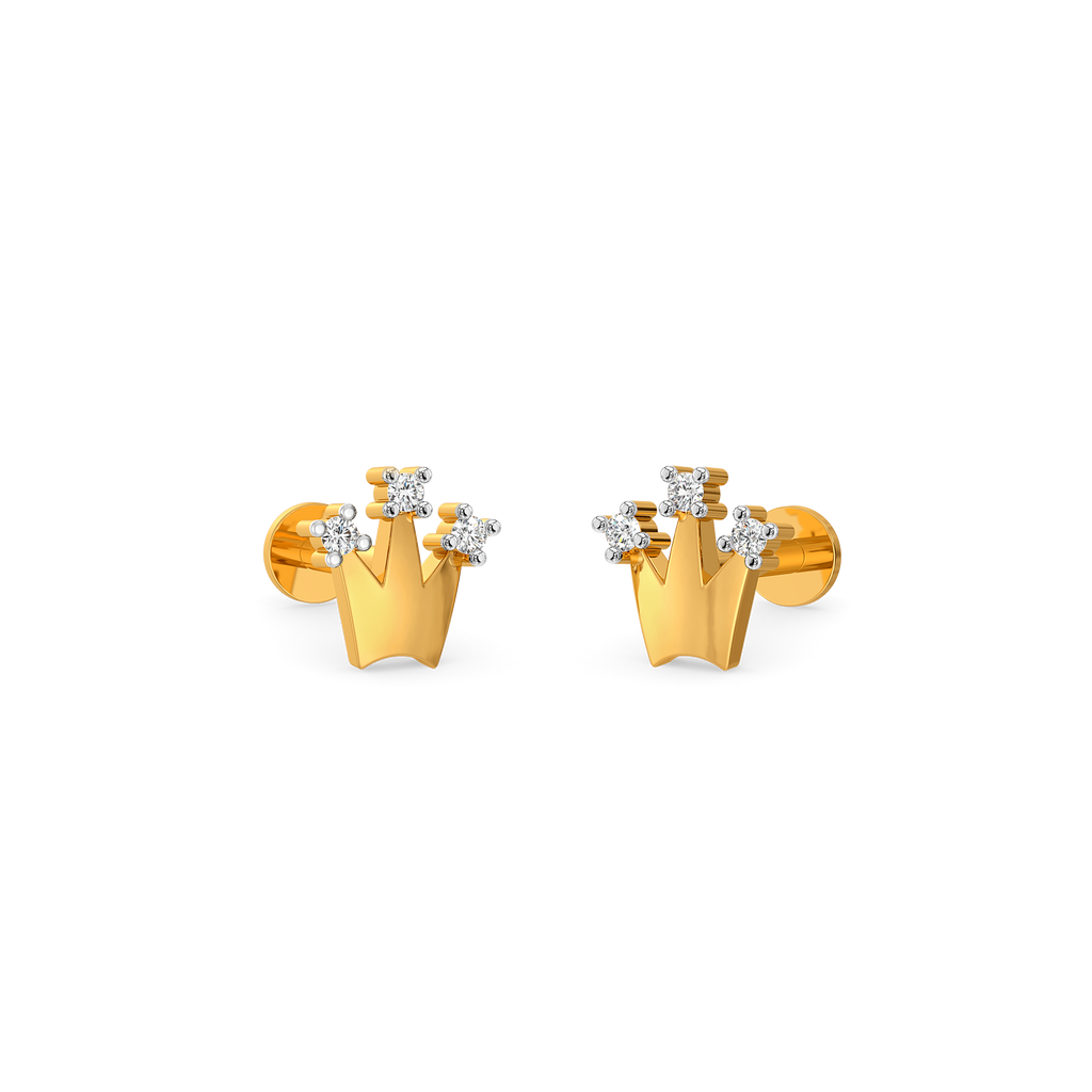Princess Crown Diamond Earrings