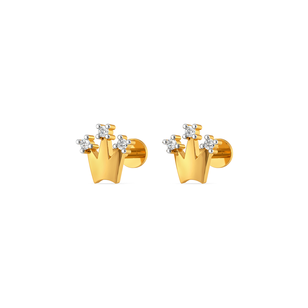 Princess Crown Diamond Earrings
