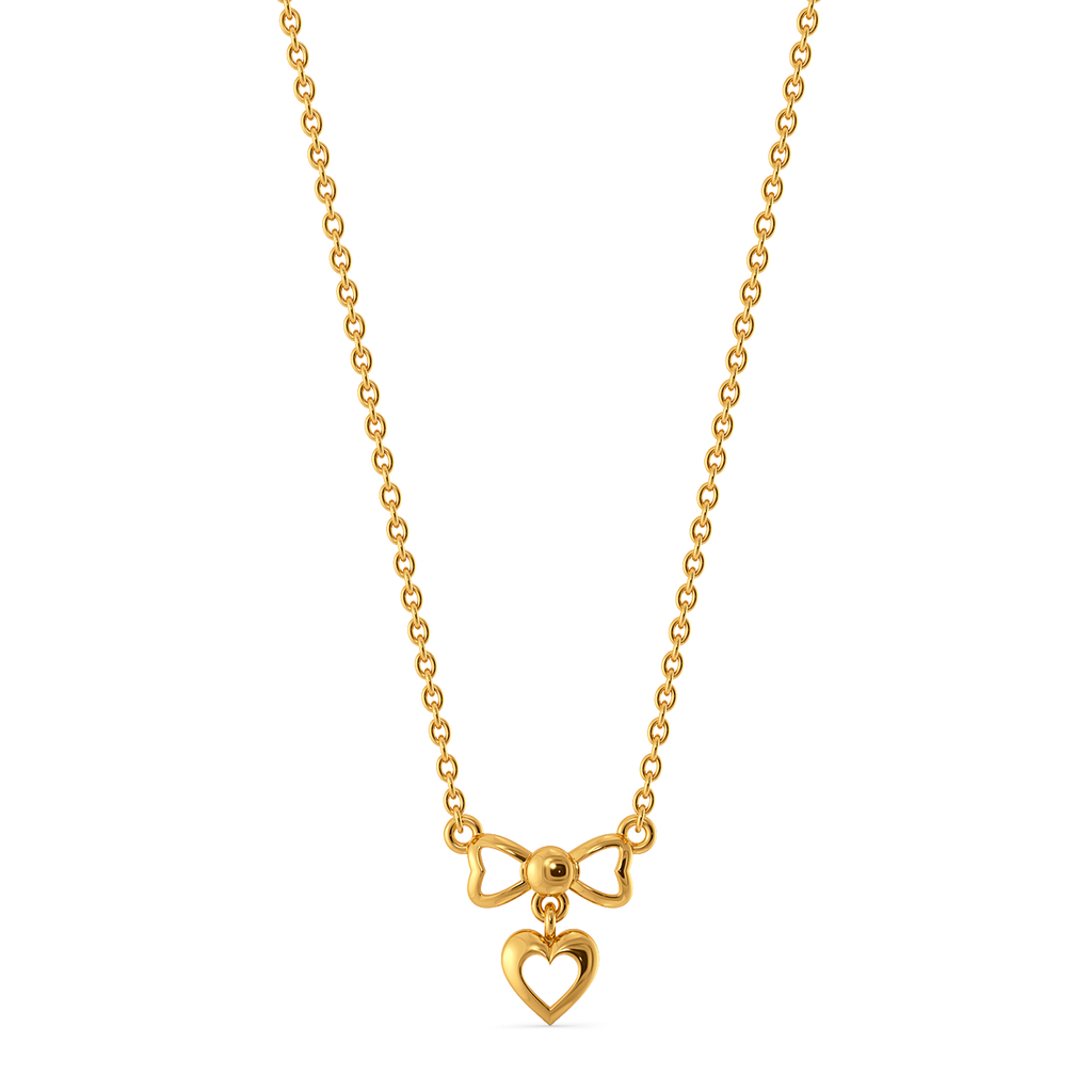 Bow and Heart Gold Necklaces