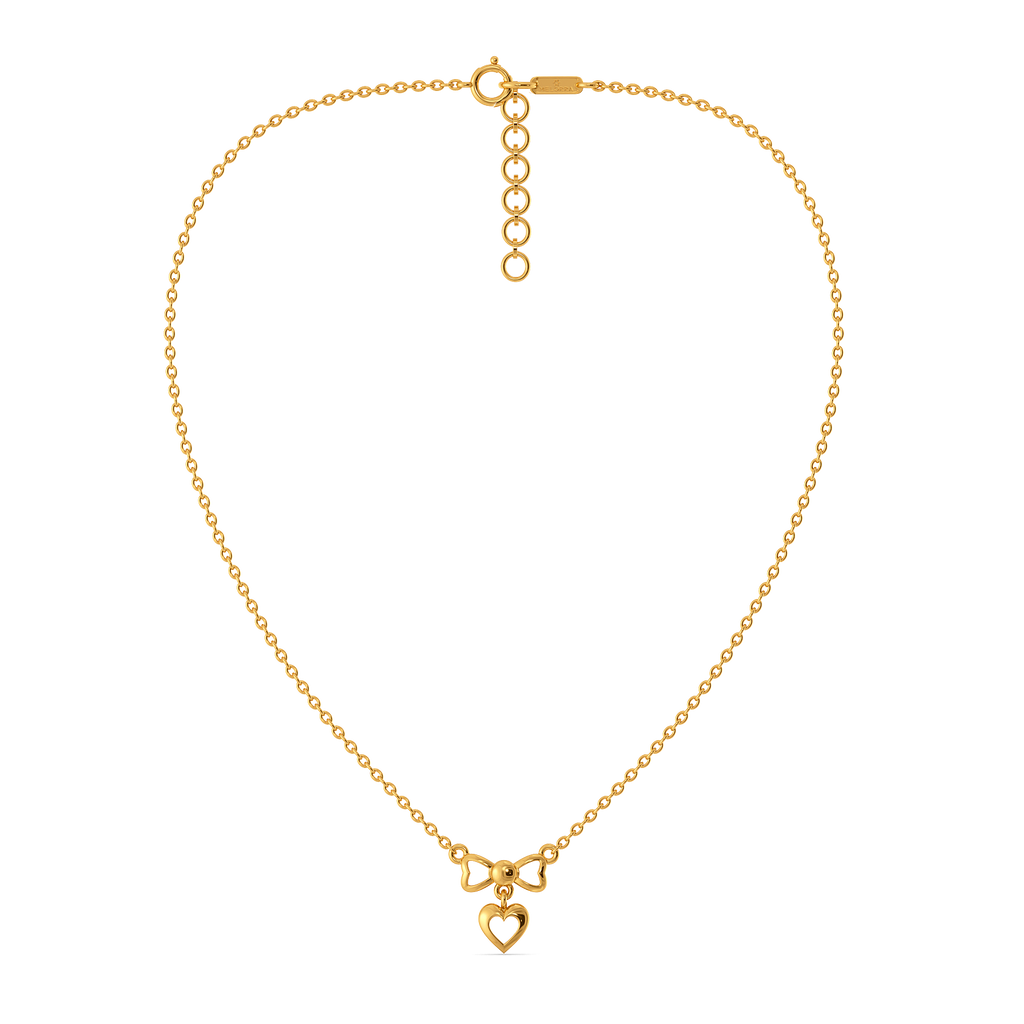 Bow and Heart Gold Necklaces