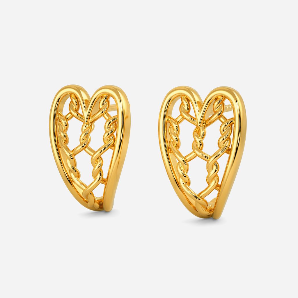Knit To Heart Gold Earrings