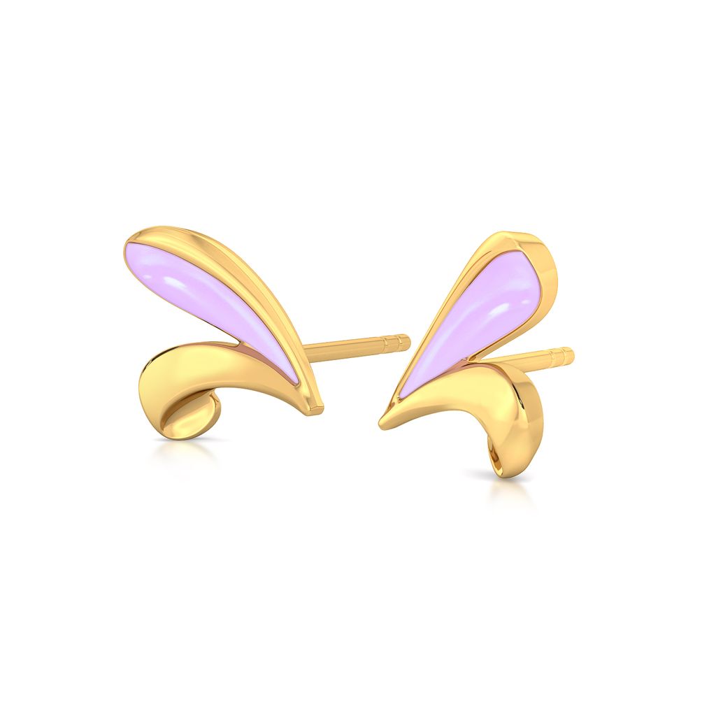 Purple Curl Gold Earrings