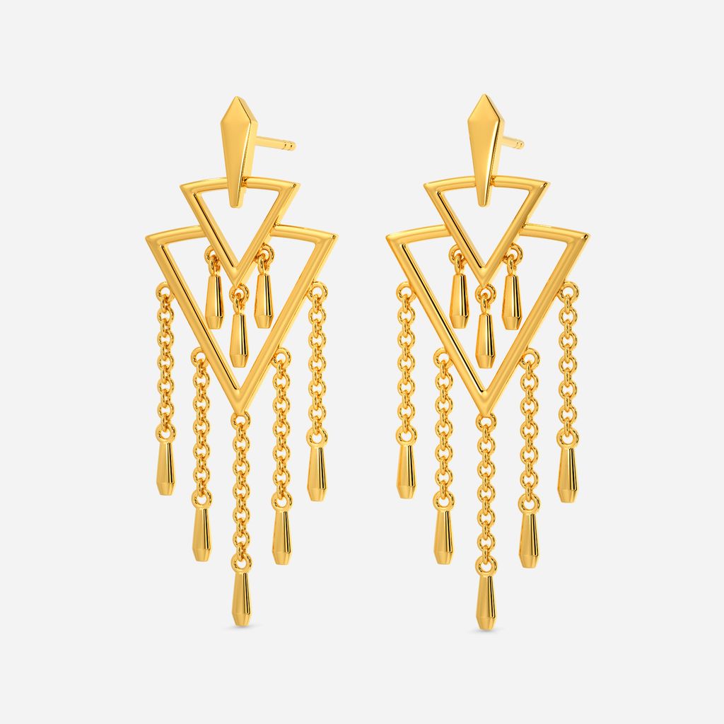 Bead Fringe Gold Earrings