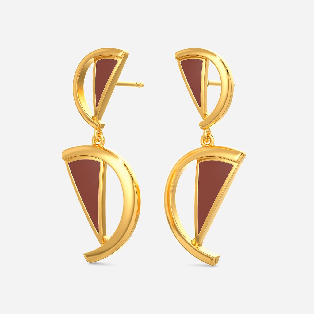 Walnut Struts Gold Earrings