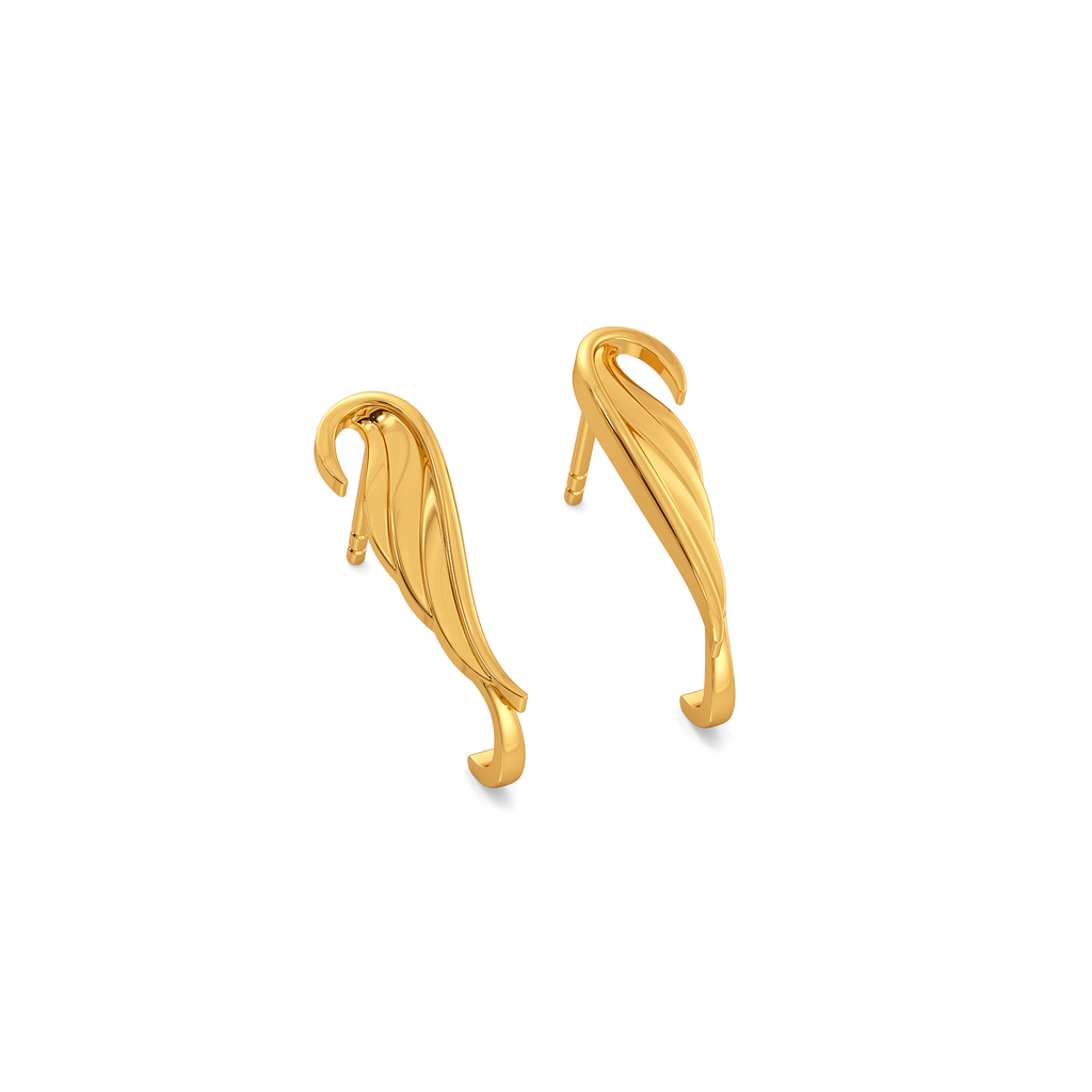 Captivating Feathers Gold Earrings