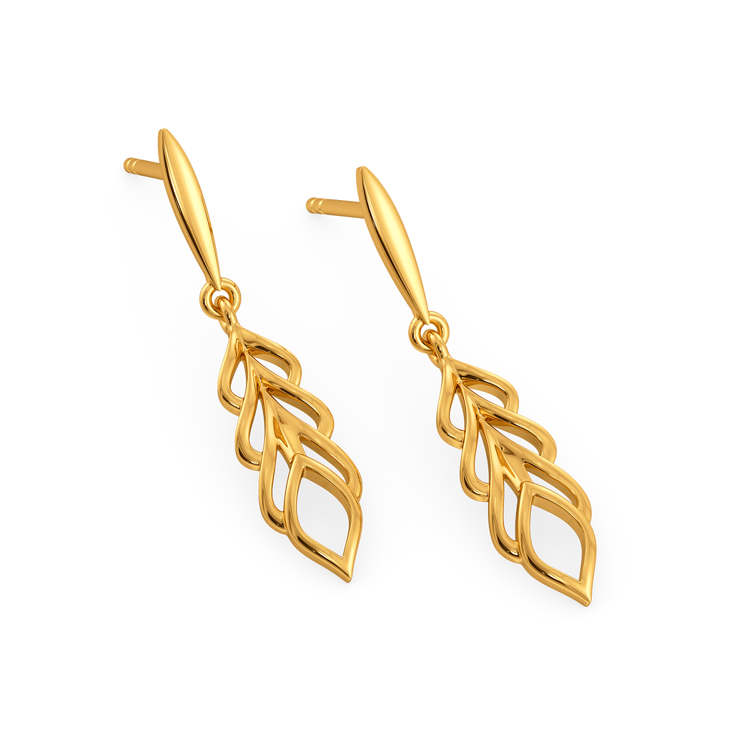 Nostalgic Way Feathers Gold Earrings