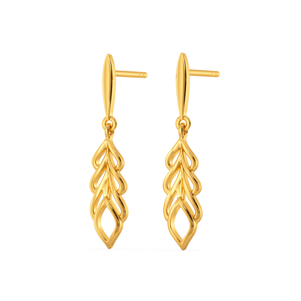 Nostalgic Way Feathers Gold Earrings