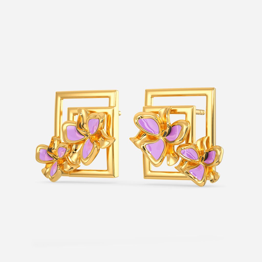 Pretty In Lilac Gold Earrings