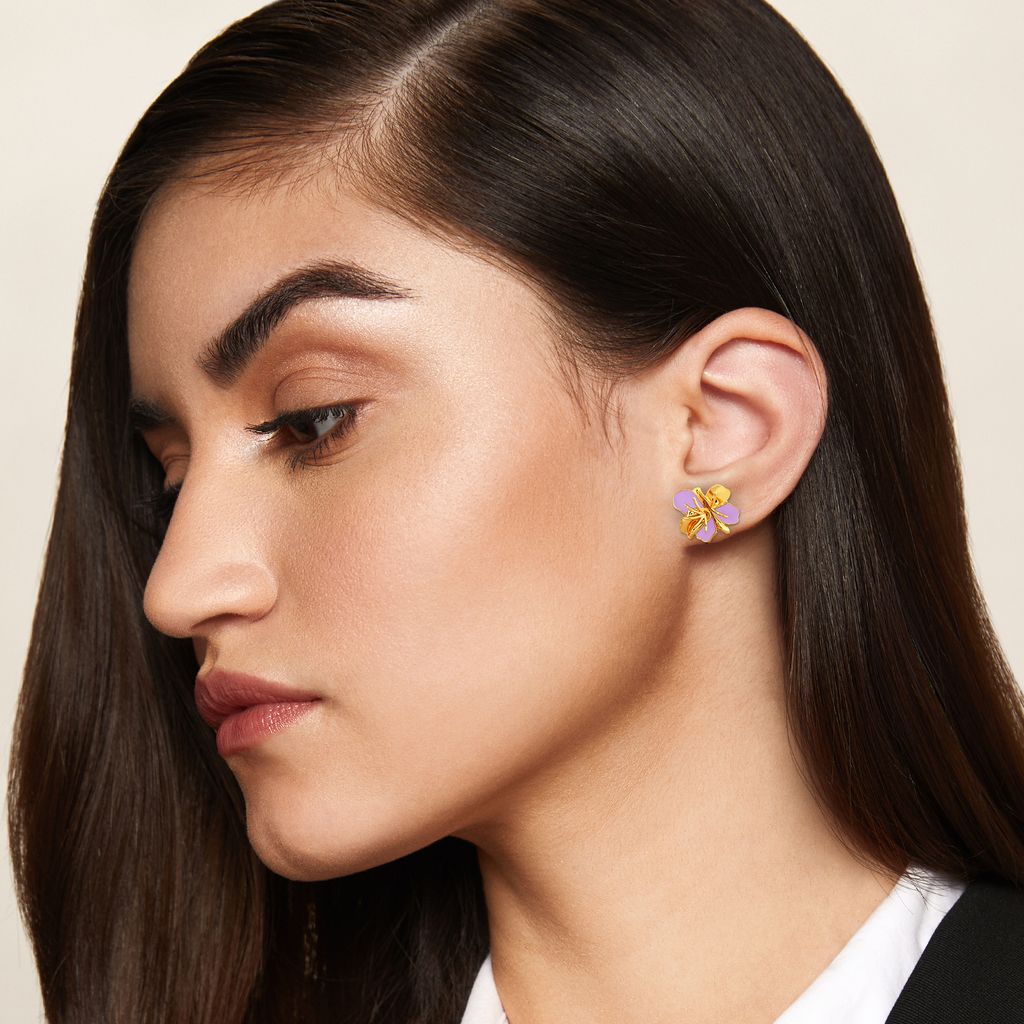 Lilac Blossoms Gold Earrings