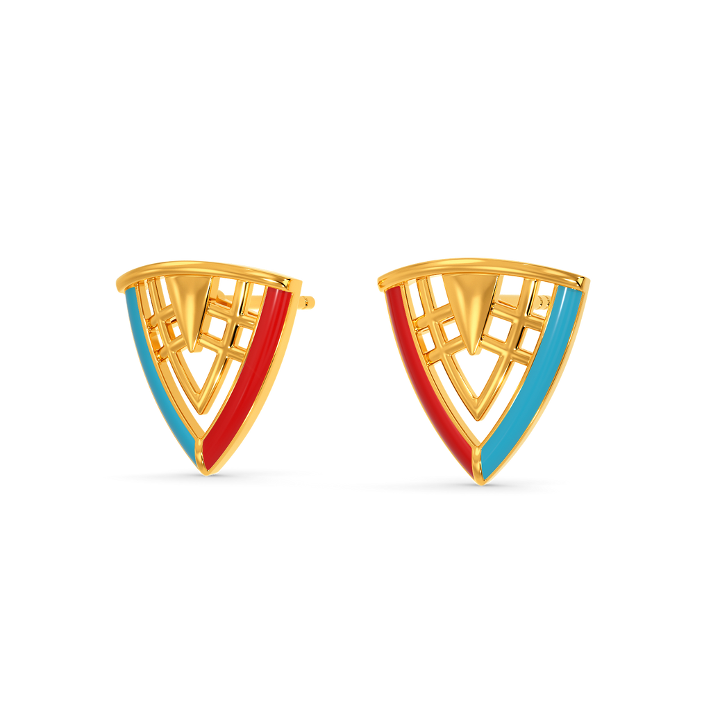 Cyan N Red Gold Earrings