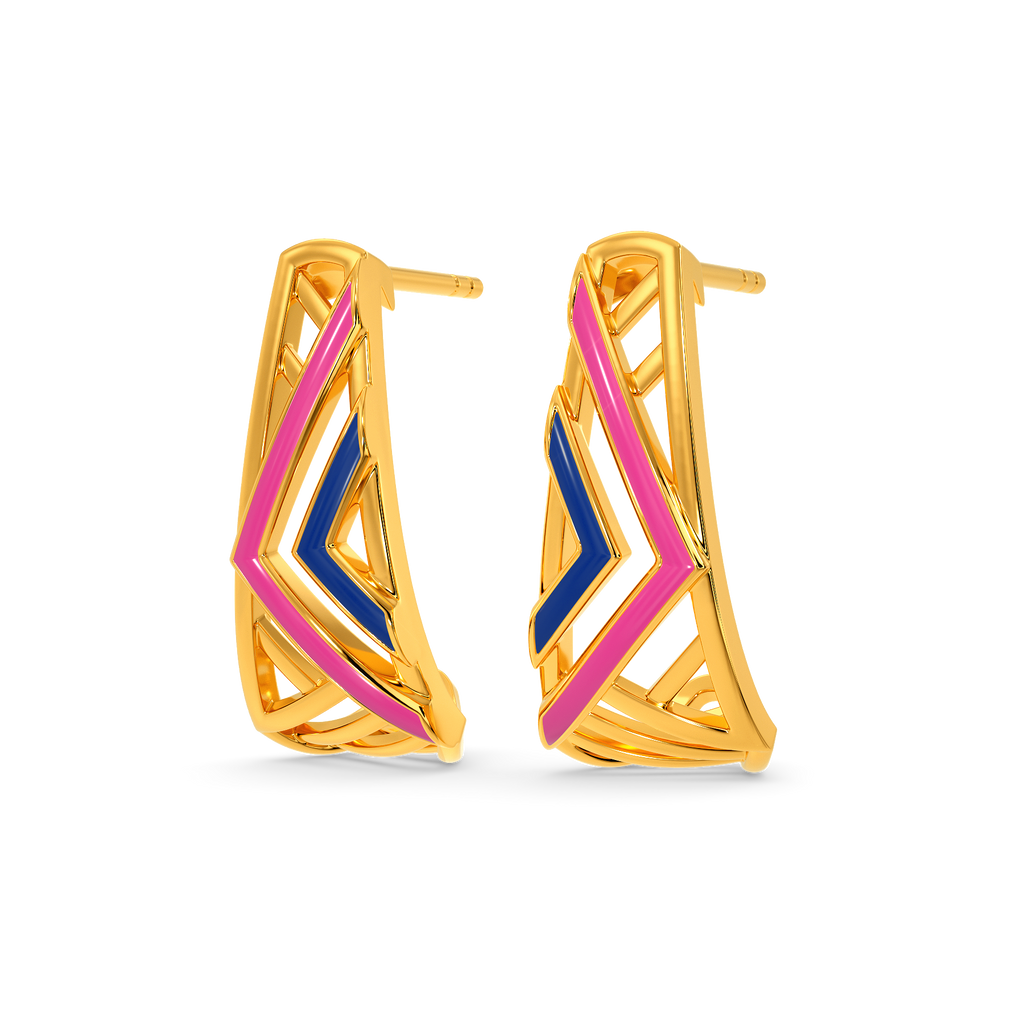 Pink Edged Gold Earrings