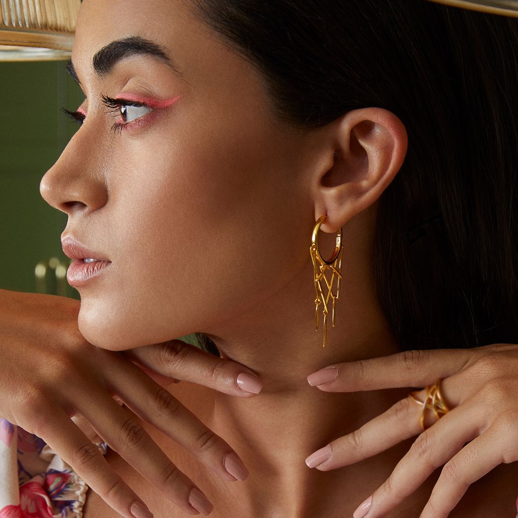 Lace Reaction Gold Earrings