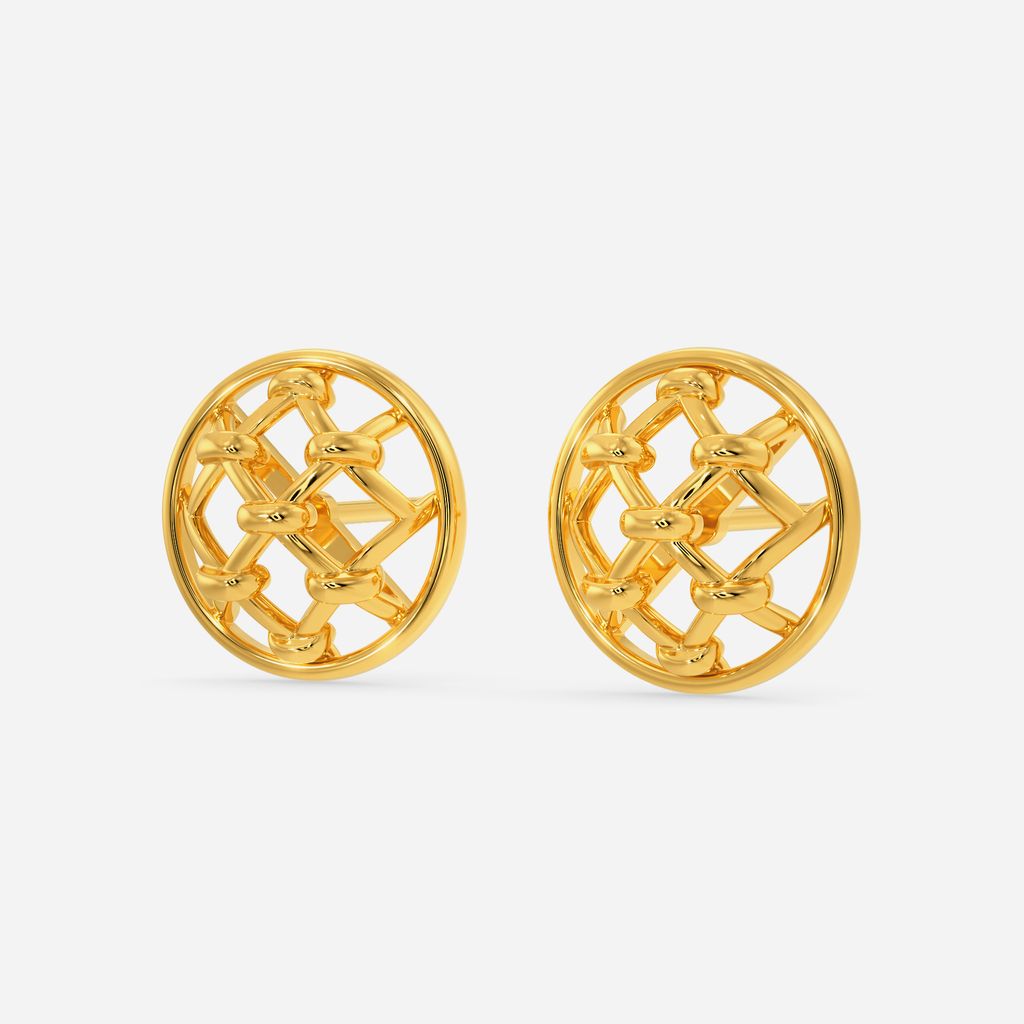 Checkered Board Lace Gold Earrings
