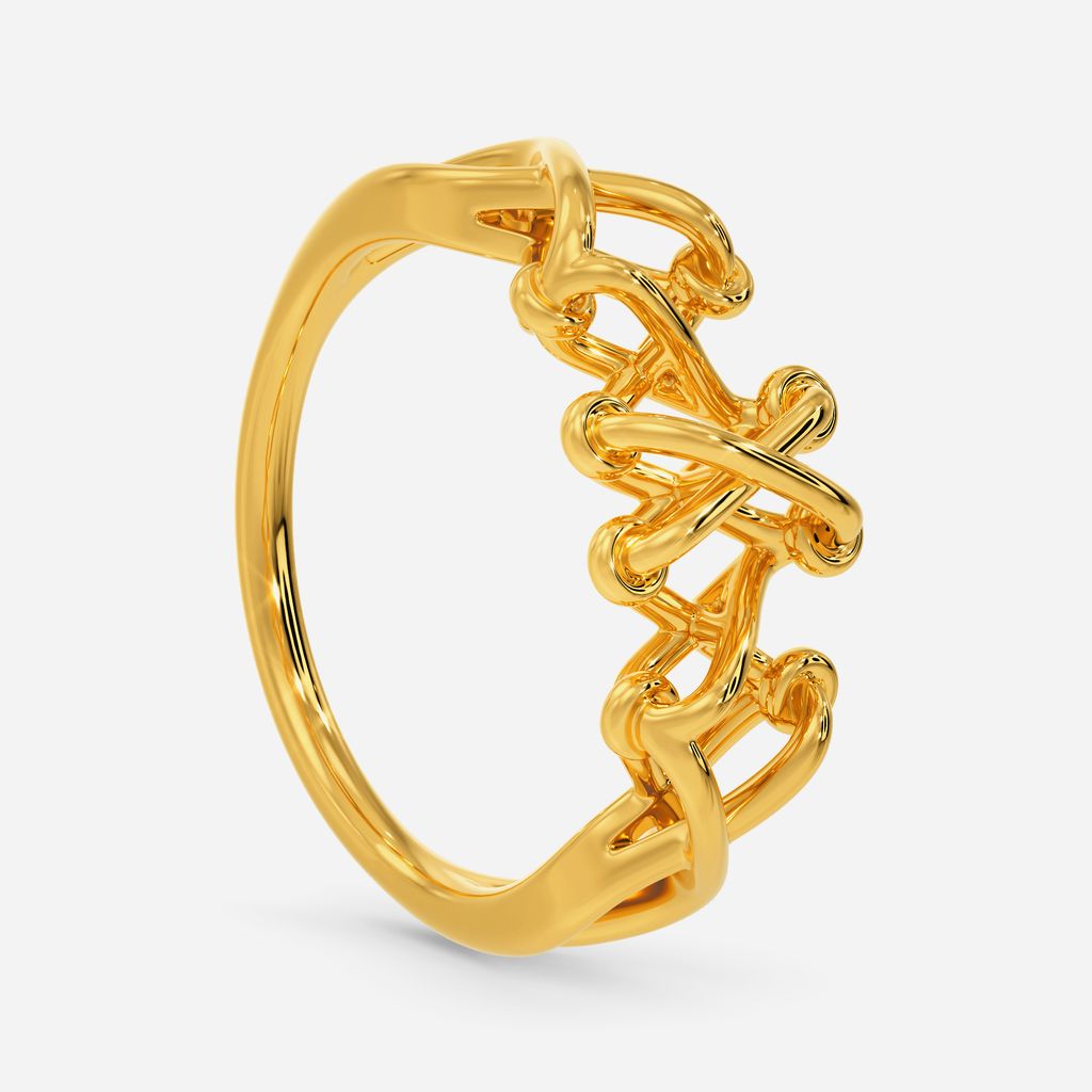 Cross Lock Lace Gold Rings image