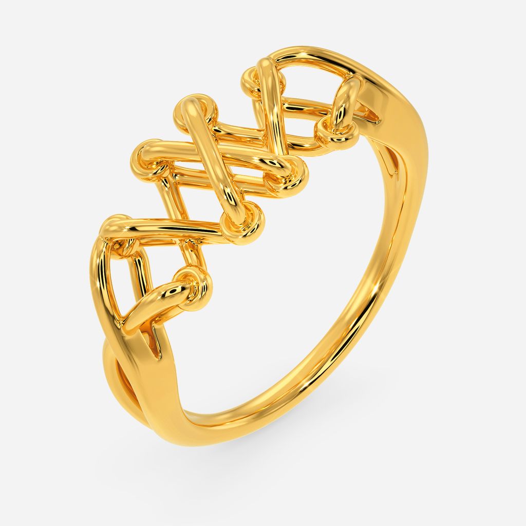 Cross Lock Lace Gold Rings
