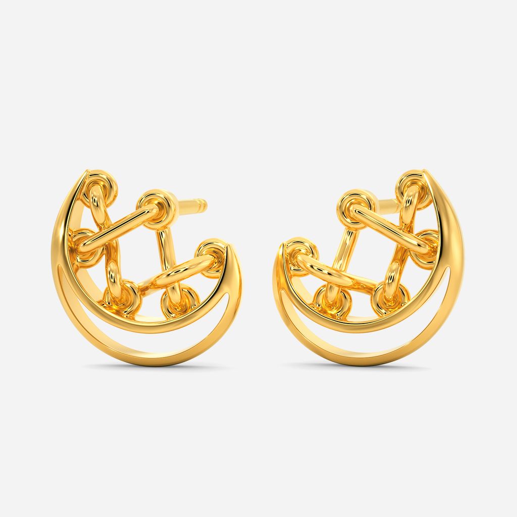 Cross Lock Lace Gold Earrings