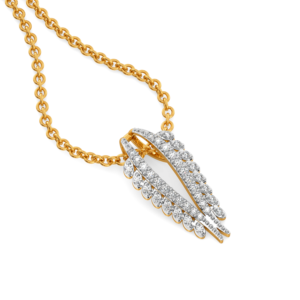 Gilded Plume Diamond Pendants