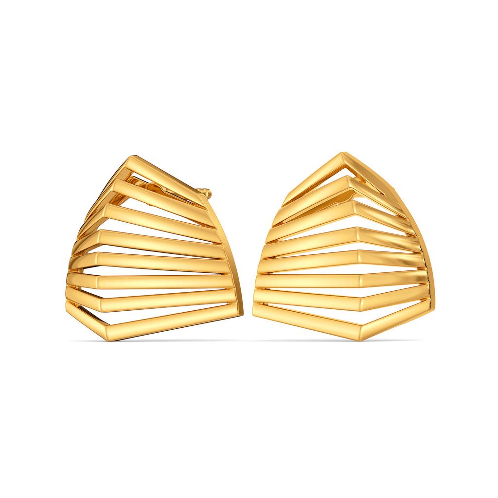 A Puffed Pair Gold Earrings