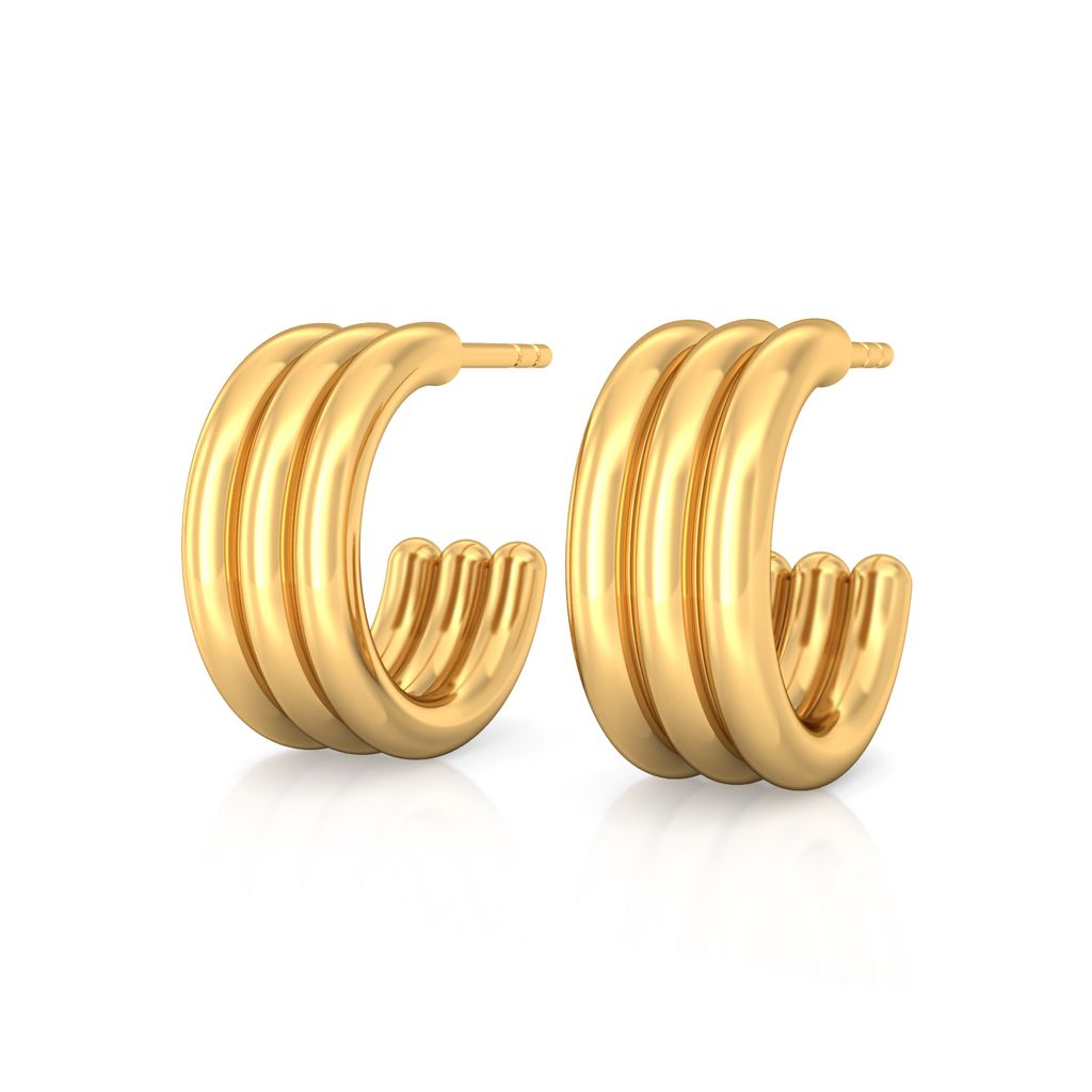 Triple Trifle Gold Earrings