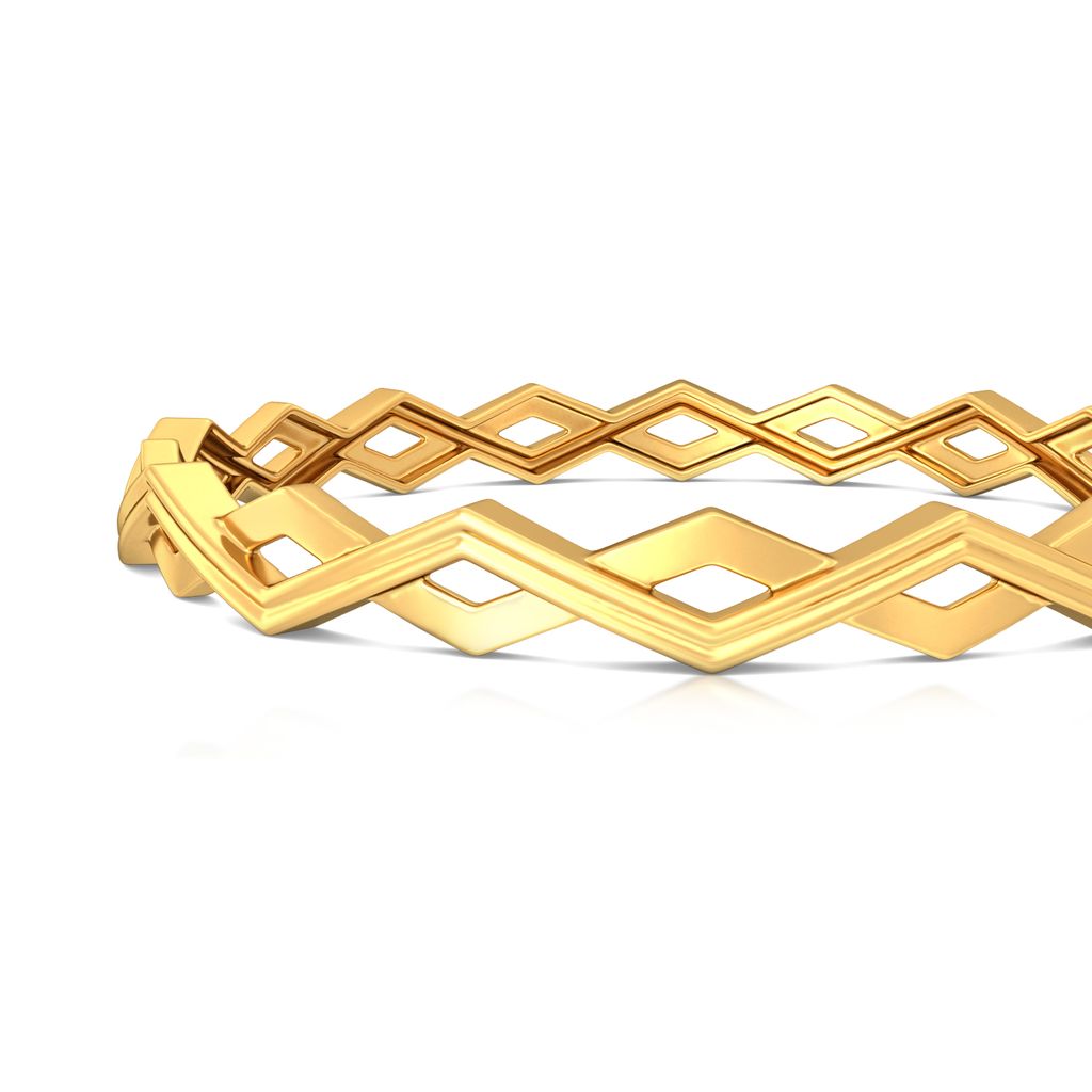 Zigzag Overlap Gold Bangles