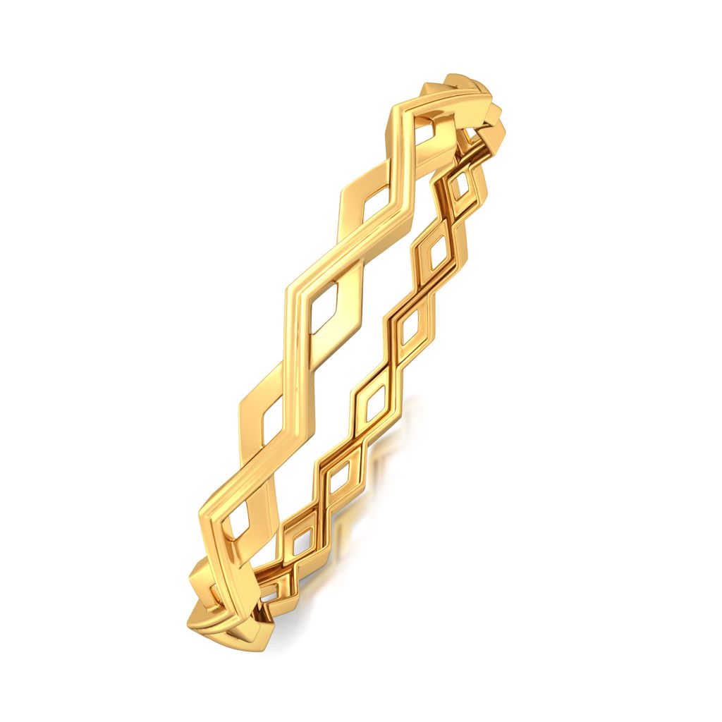 Zigzag Overlap Gold Bangles