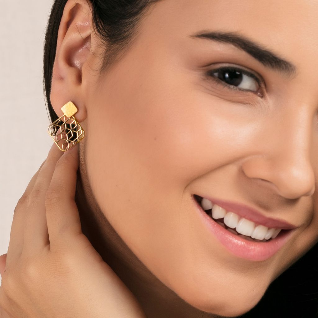 On The Square Gold Earrings