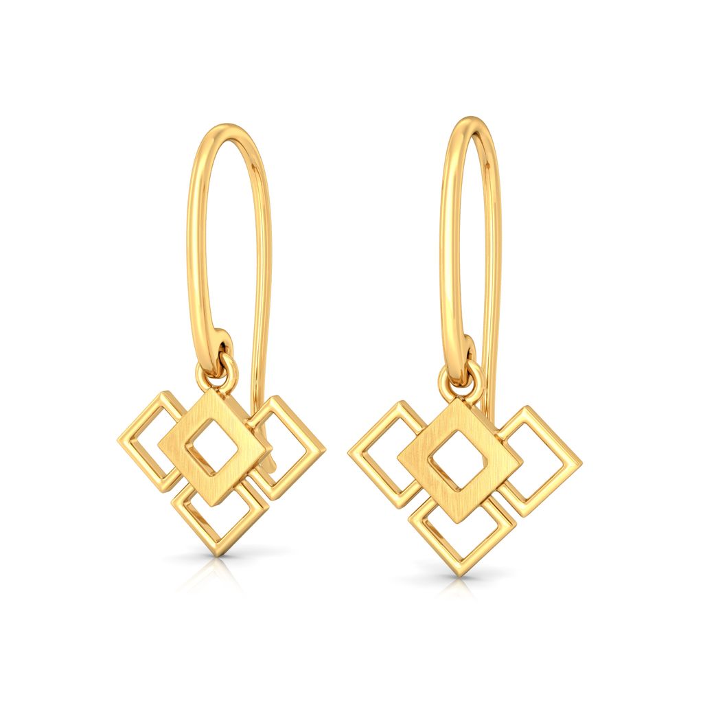 Square Overlay Gold Earrings