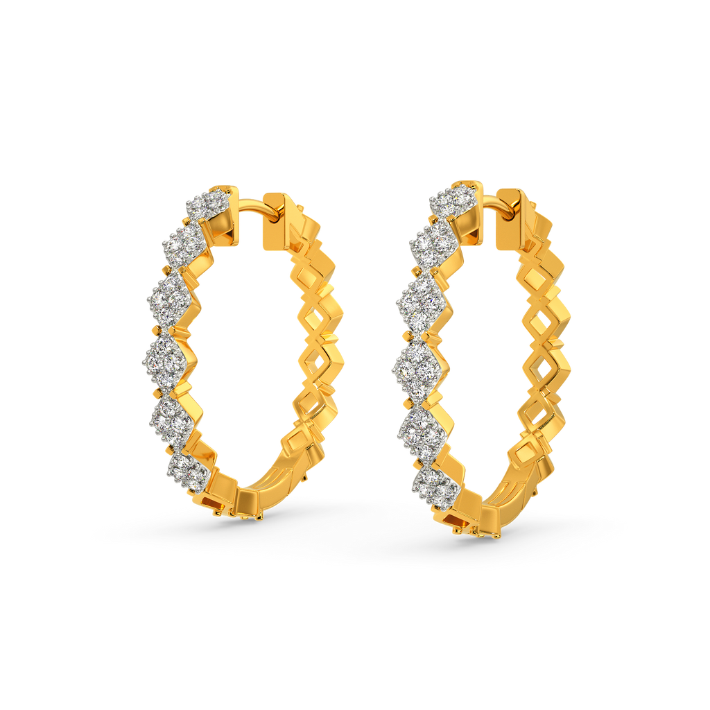 Minimalist Wave Diamond Earrings