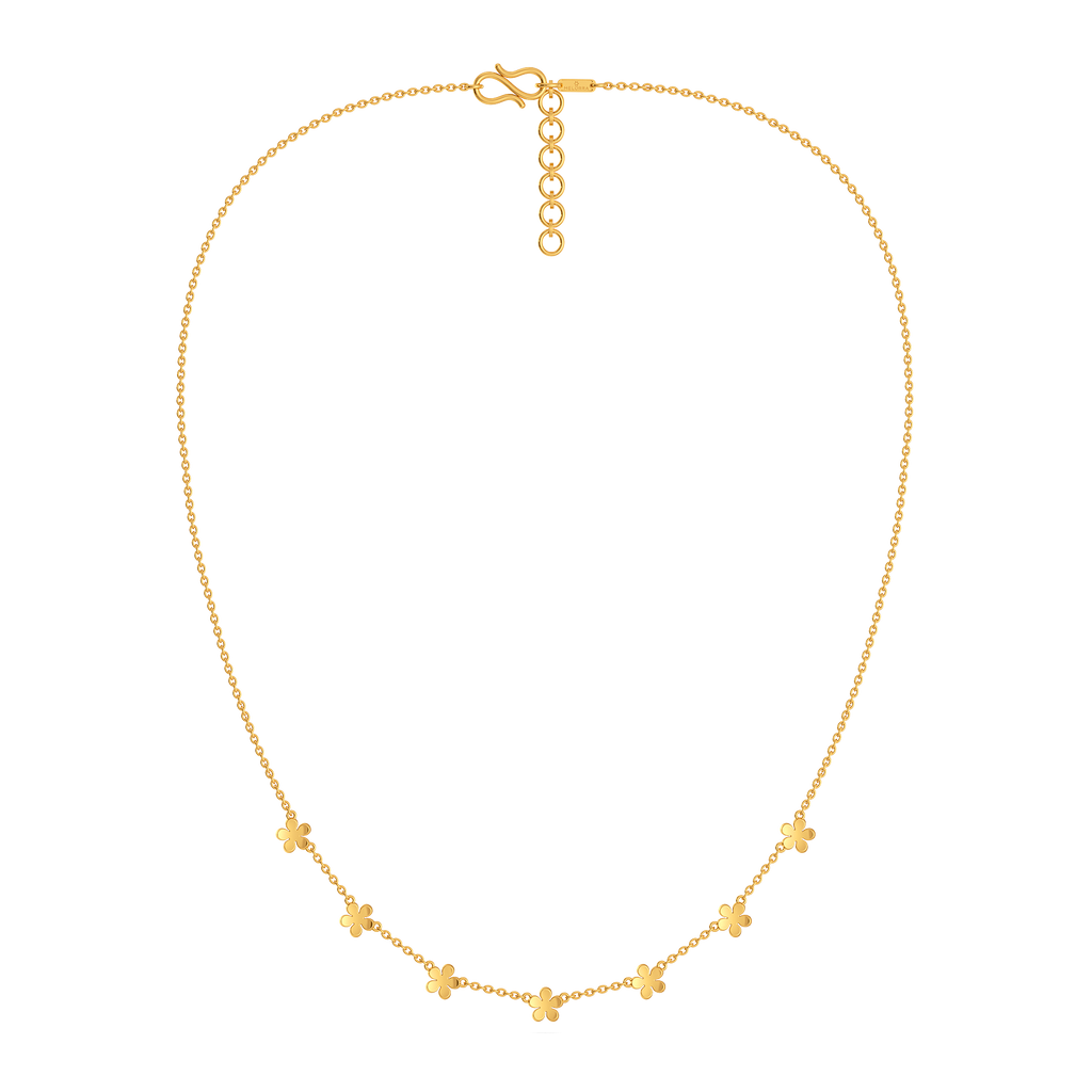 Floral Feather Gold Necklaces